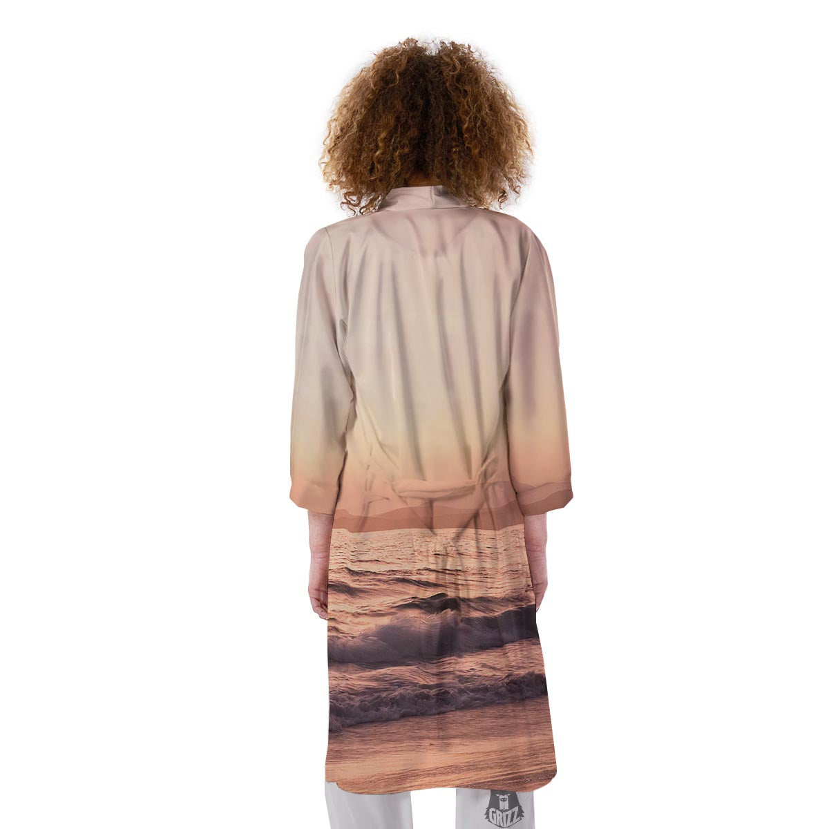 Wave Sunrise Print Kimono-grizzshop