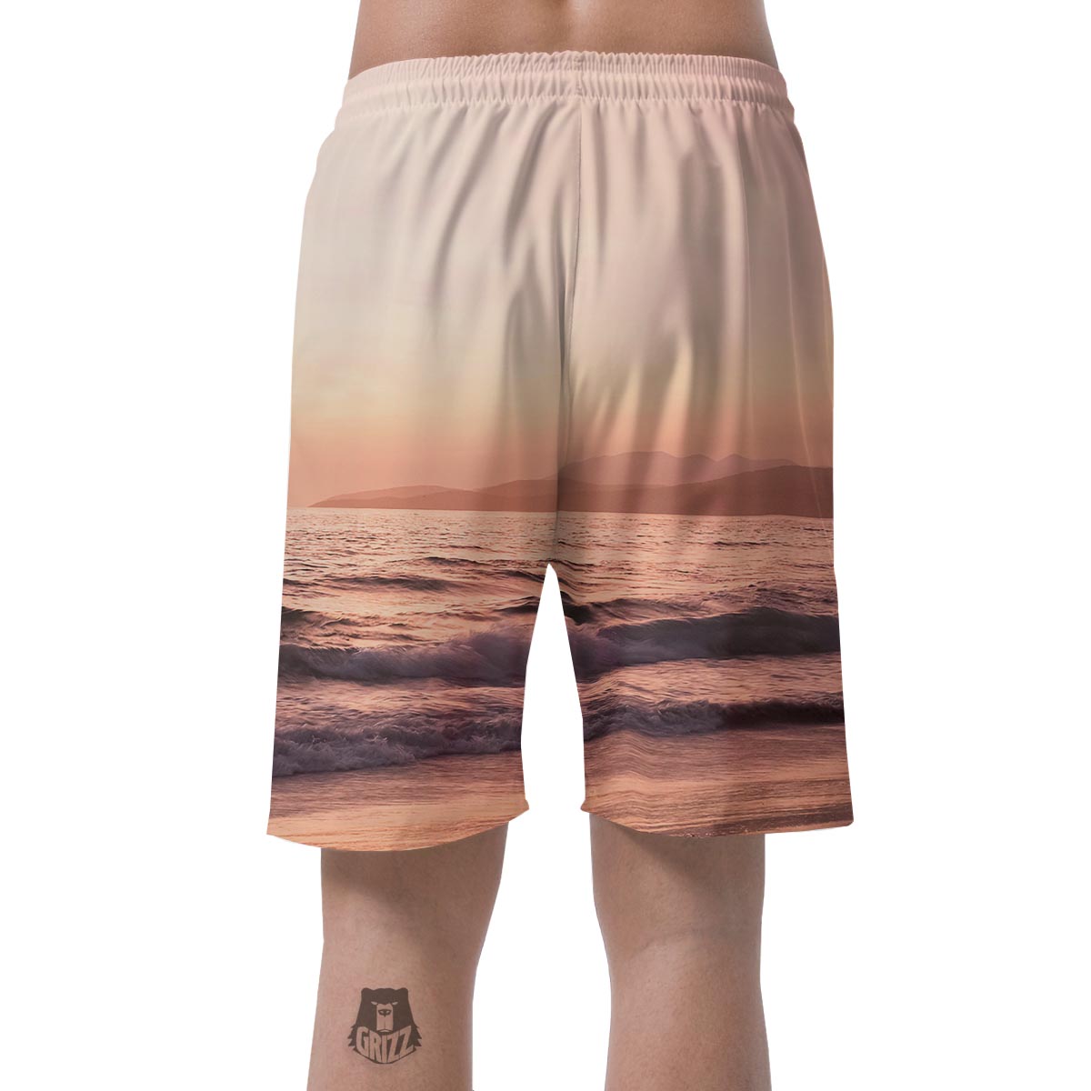 Wave Sunrise Print Men's Shorts-grizzshop