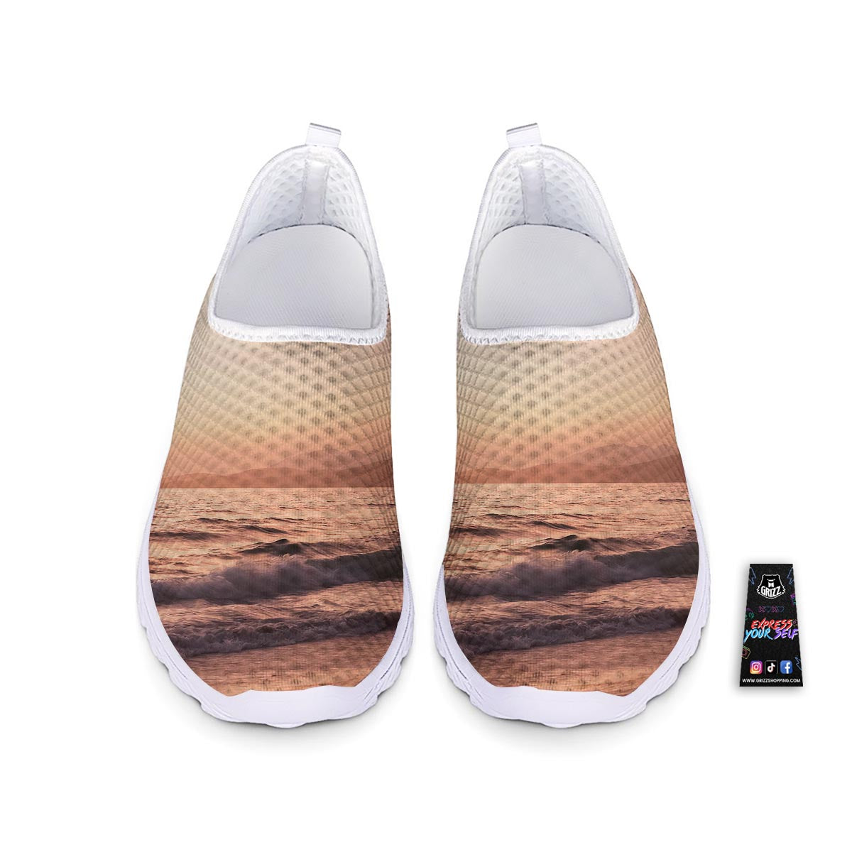 Wave Sunrise Print Nurse Shoes-grizzshop