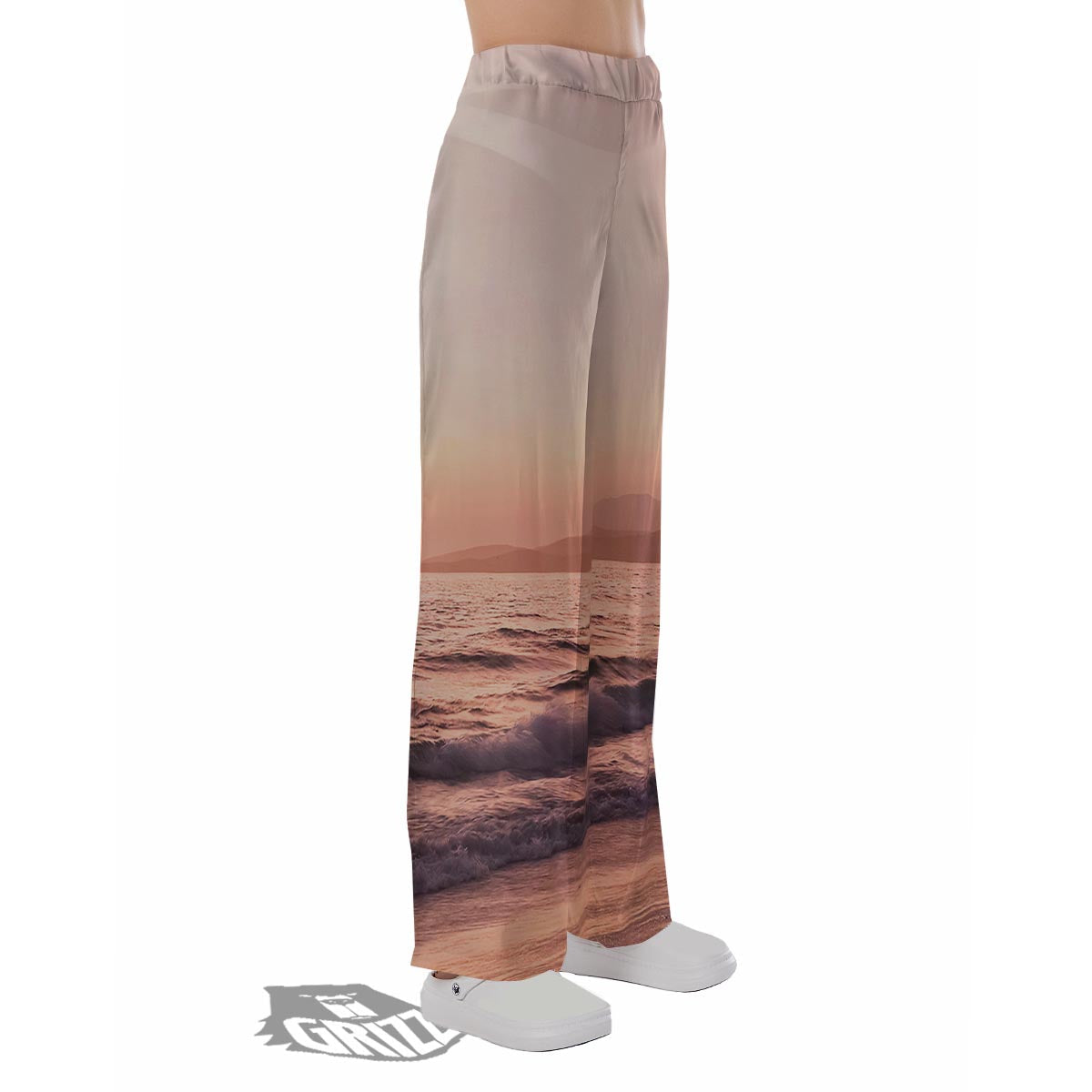 Wave Sunrise Print Pajama Pants-grizzshop