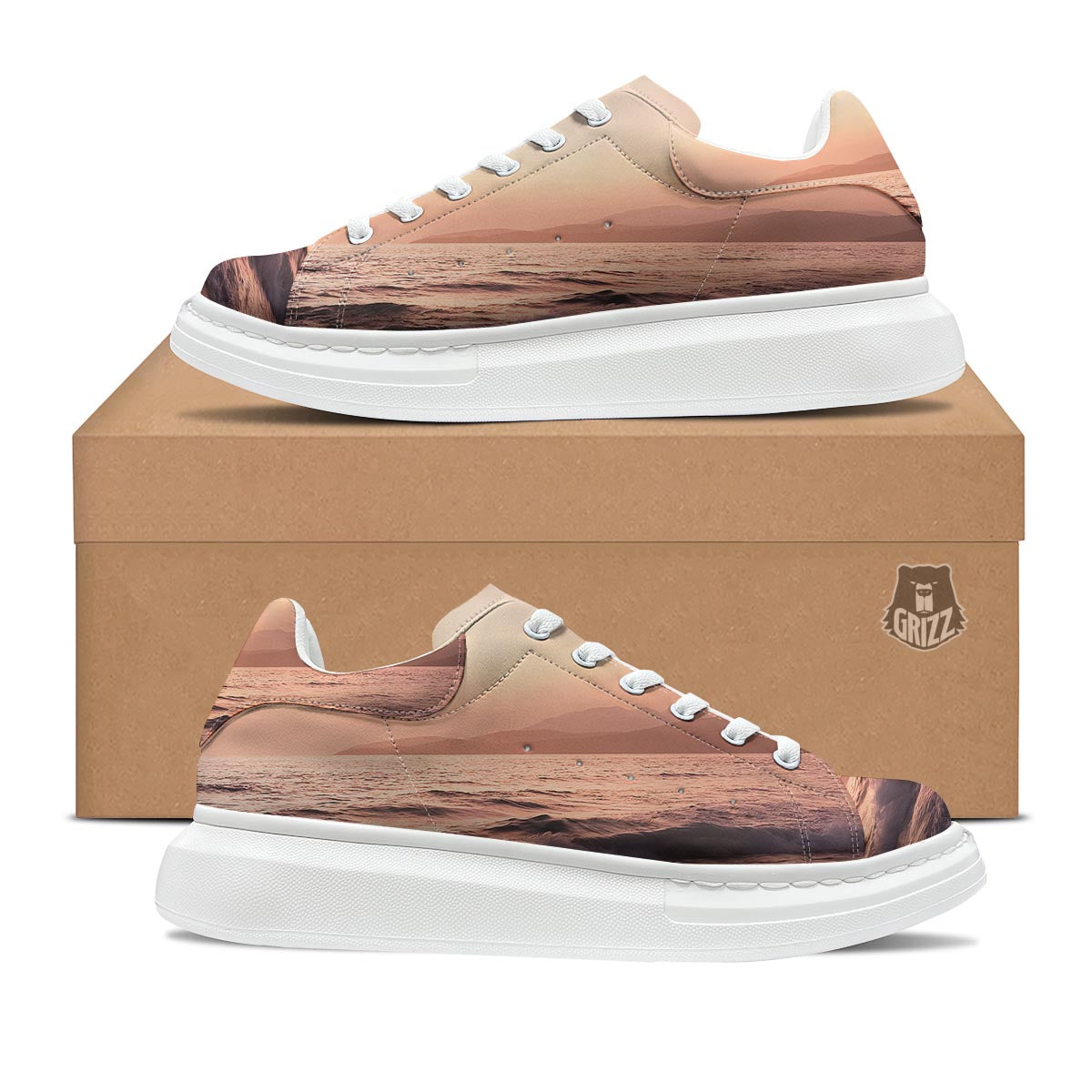 Wave Sunrise Print Platform Shoes-grizzshop