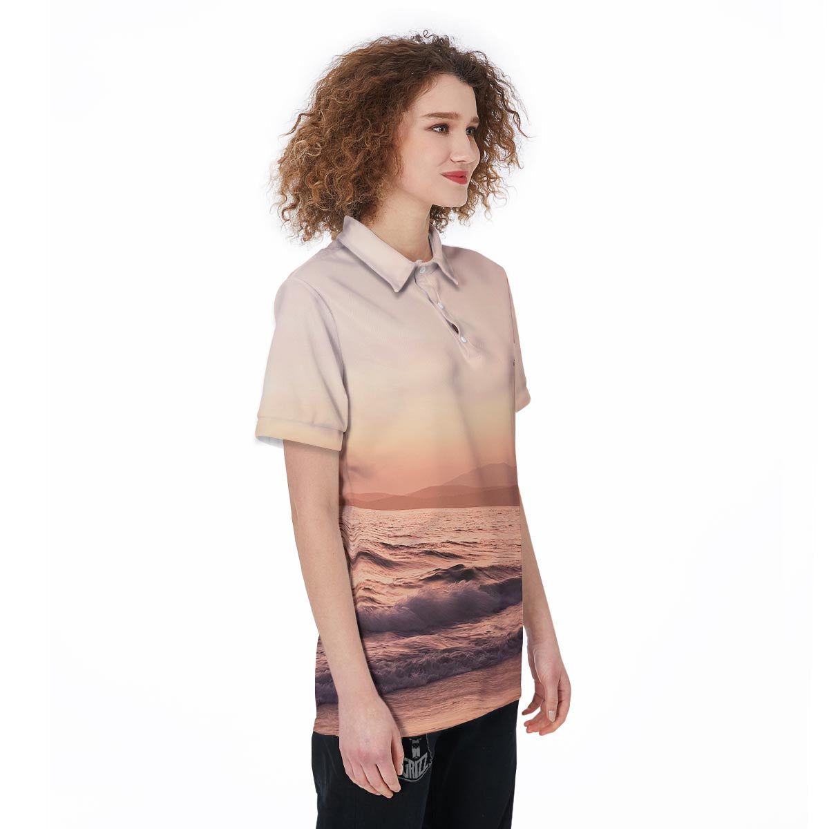 Wave Sunrise Print Women's Golf Shirts-grizzshop