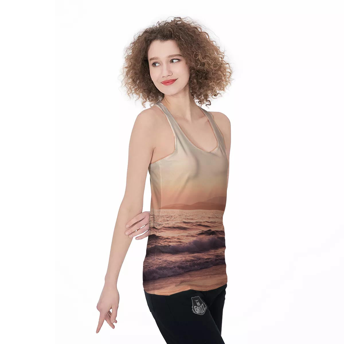 Wave Sunrise Print Women's Racerback Tank Top-grizzshop