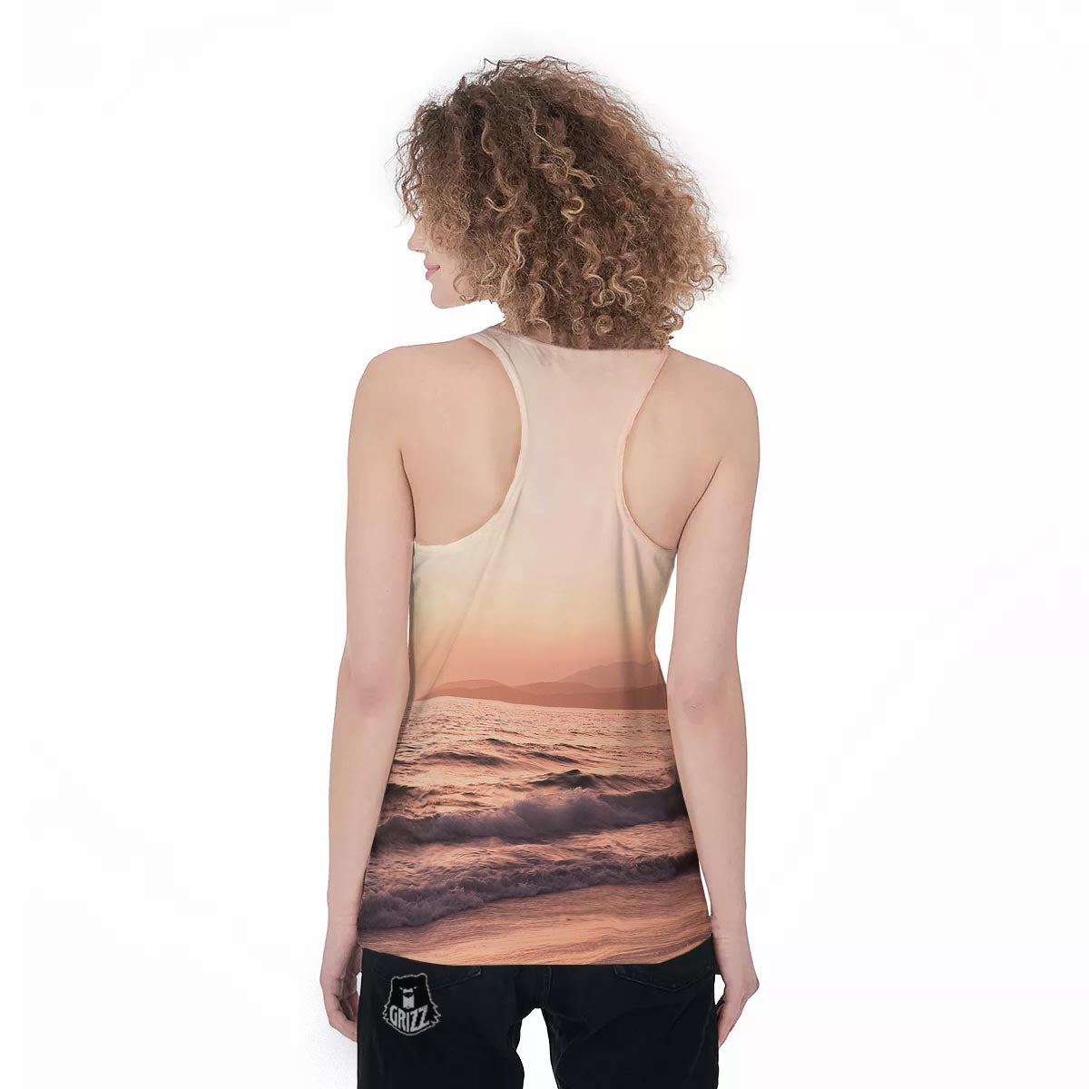 Wave Sunrise Print Women's Racerback Tank Top-grizzshop