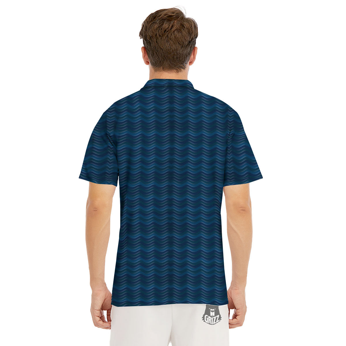 Wave Surfing Deep Sea Print Pattern Men's Golf Shirts-grizzshop