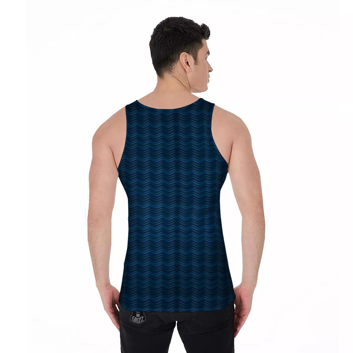 Wave Surfing Deep Sea Print Pattern Men's Tank Top-grizzshop