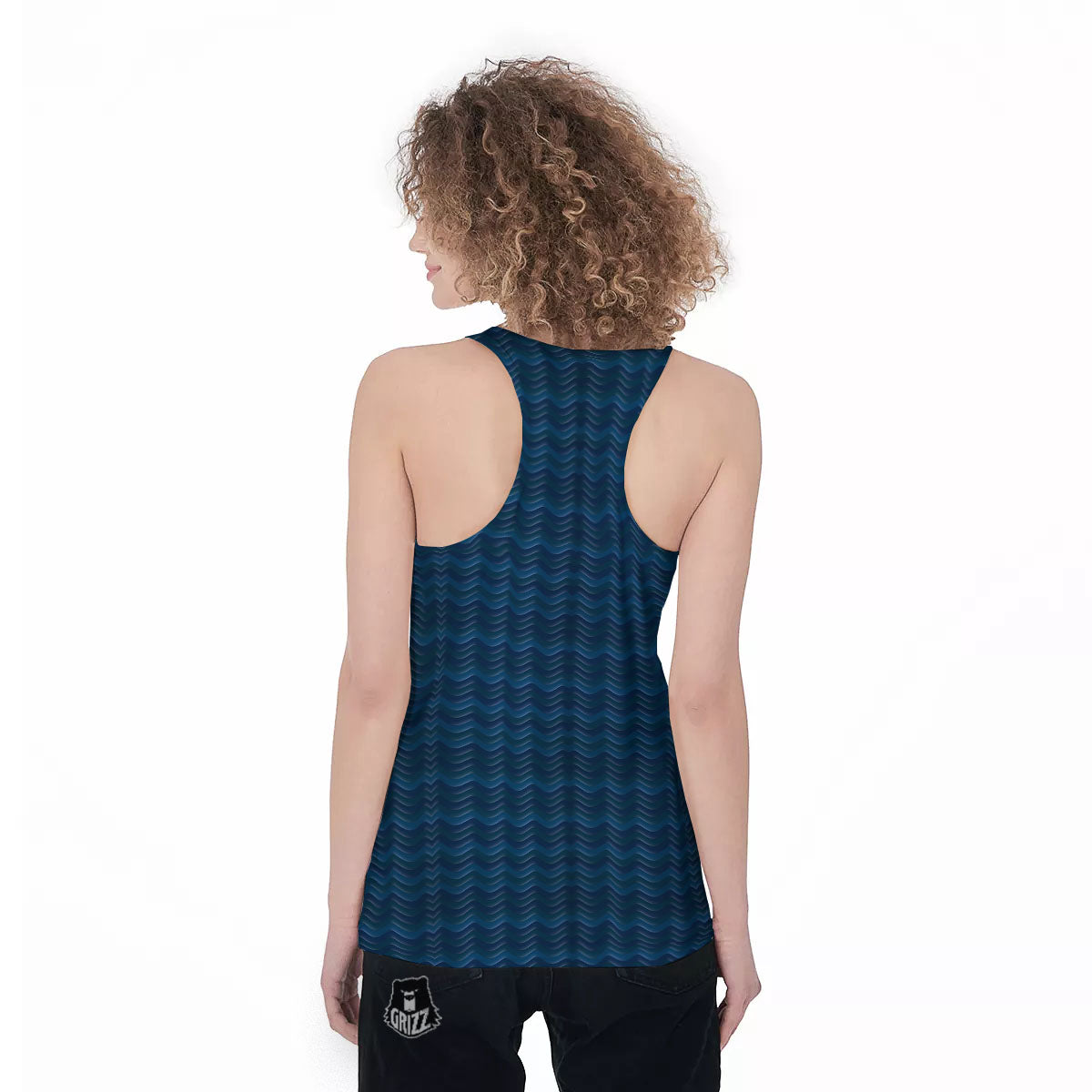 Wave Surfing Deep Sea Print Pattern Women's Racerback Tank Top-grizzshop