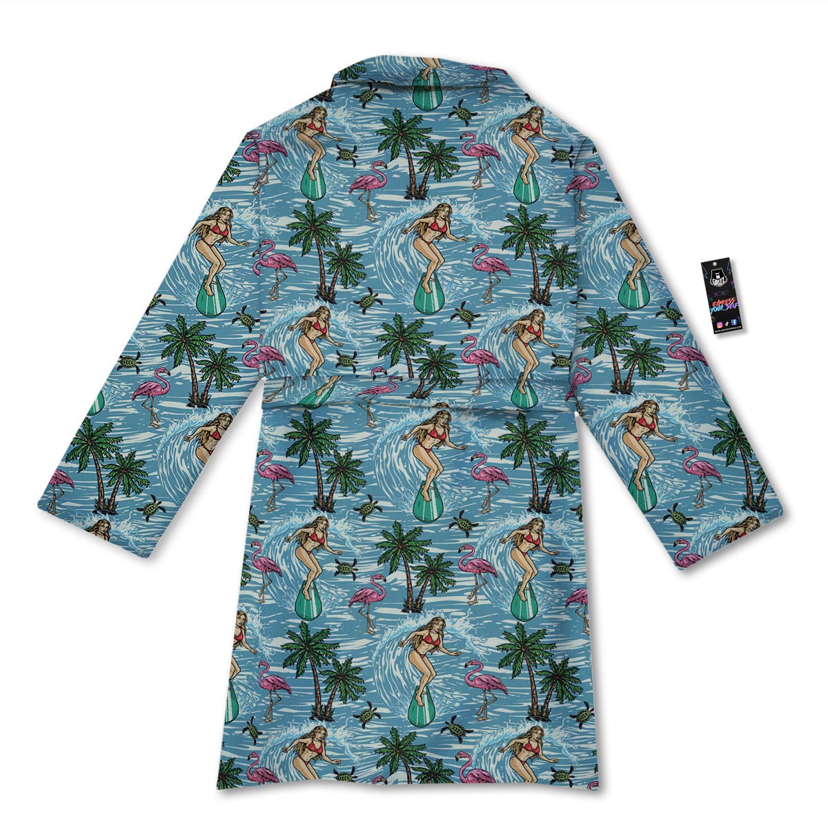 Wave Surfing Print Pattern Bathrobe-grizzshop