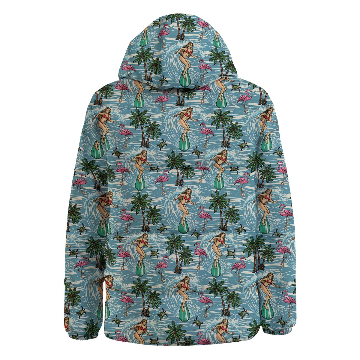 Wave Surfing Print Pattern Down Jacket-grizzshop