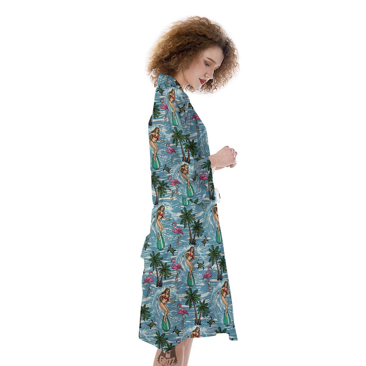 Wave Surfing Print Pattern Kimono-grizzshop