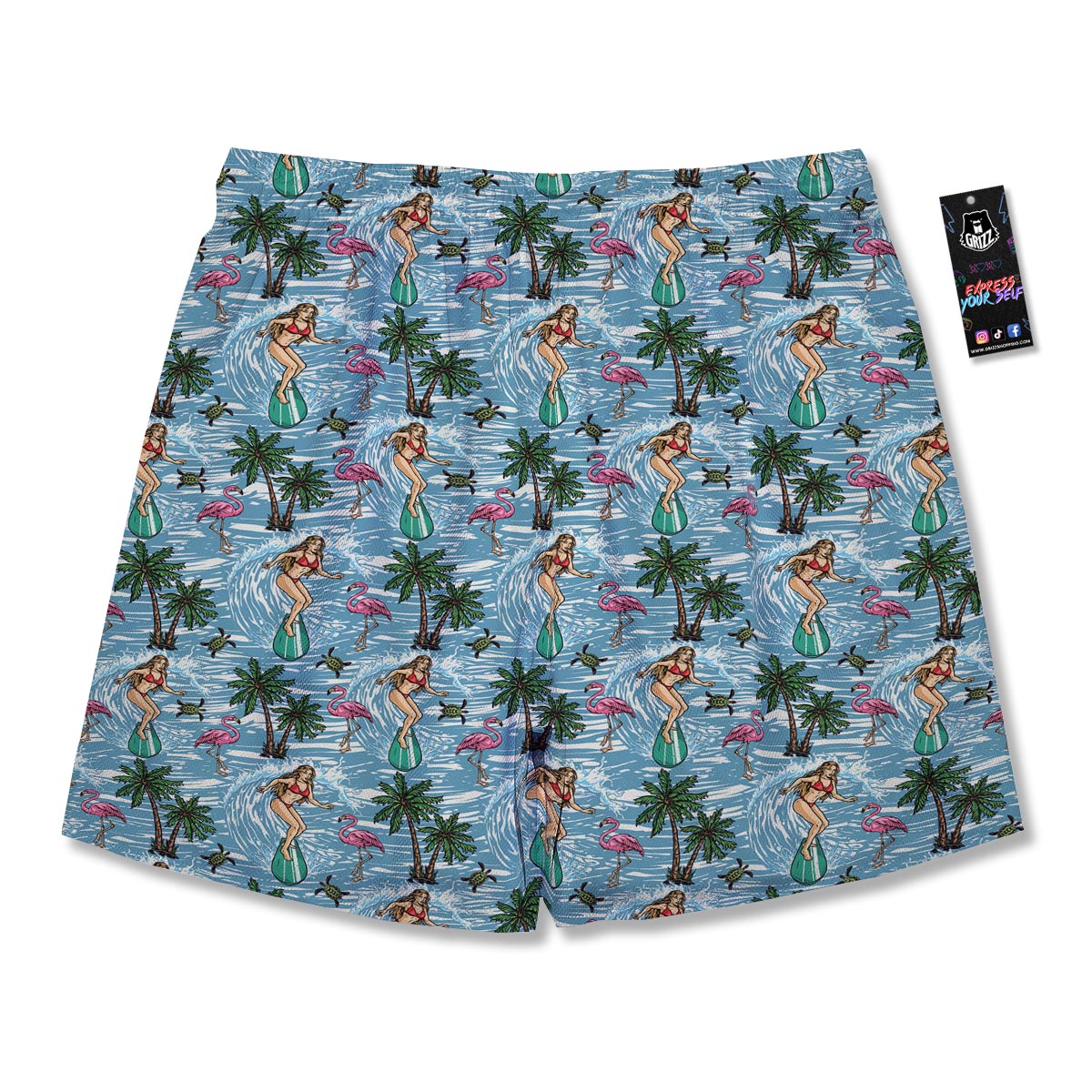 Wave Surfing Print Pattern Men's Running Shorts-grizzshop