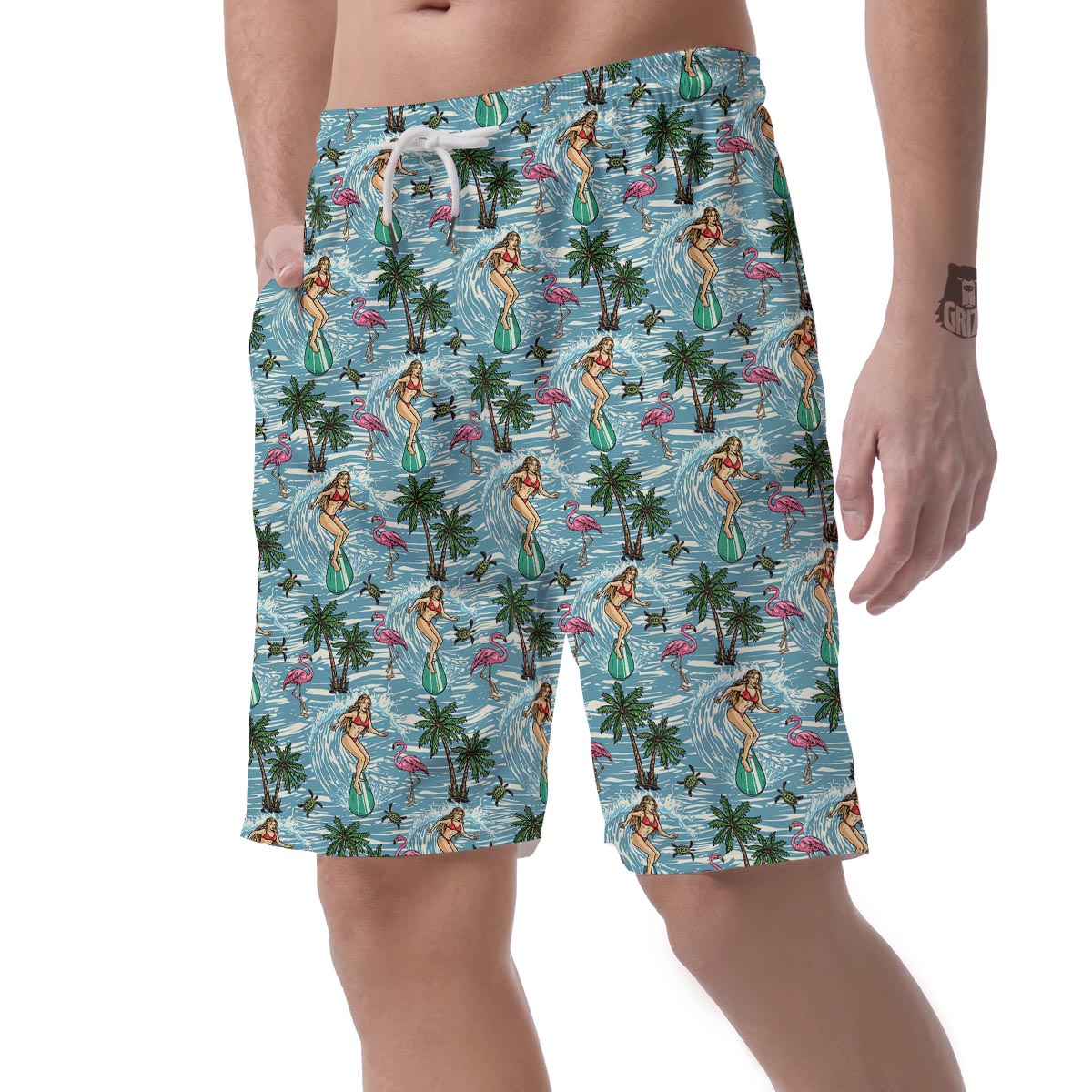 Wave Surfing Print Pattern Men's Shorts-grizzshop