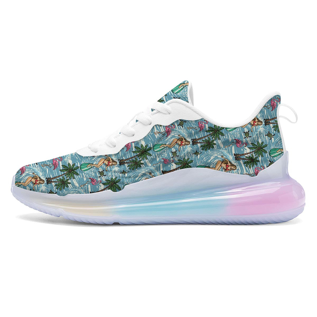 Wave Surfing Print Pattern Running Sneakers-grizzshop