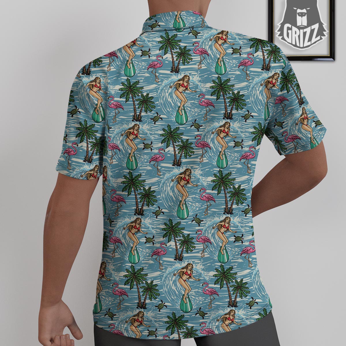 Wave Surfing Print Pattern Untucked Shirts-grizzshop