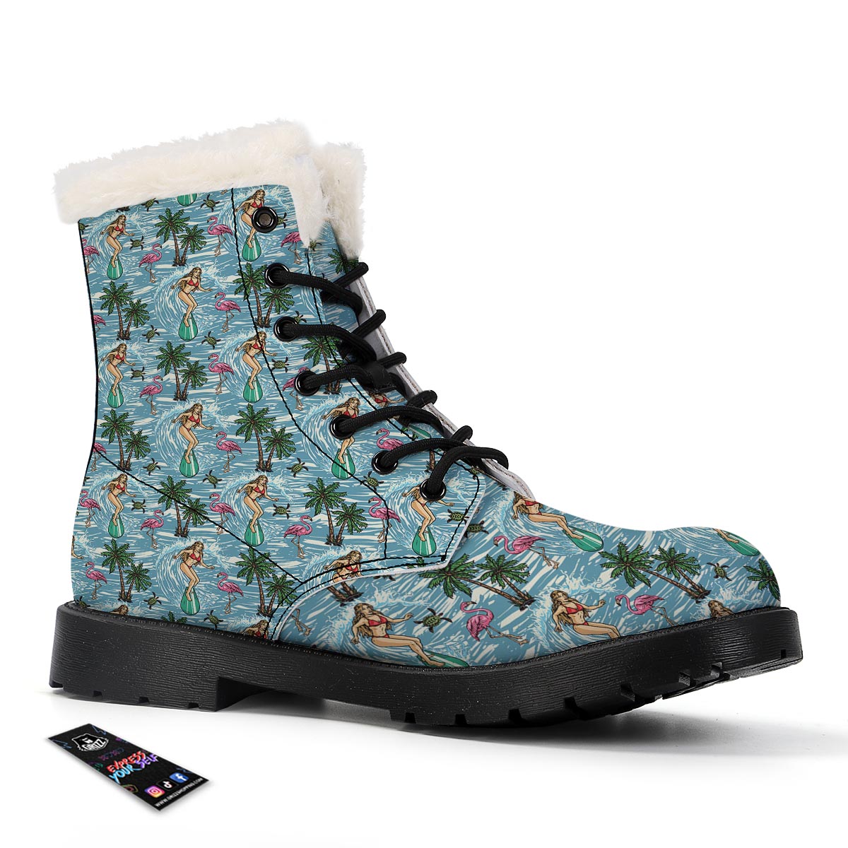 Wave Surfing Print Pattern Winter Boots-grizzshop