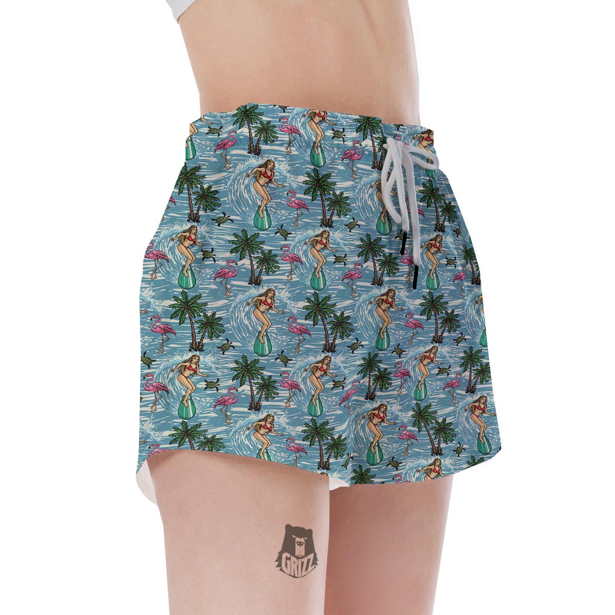 Wave Surfing Print Pattern Women's Shorts-grizzshop