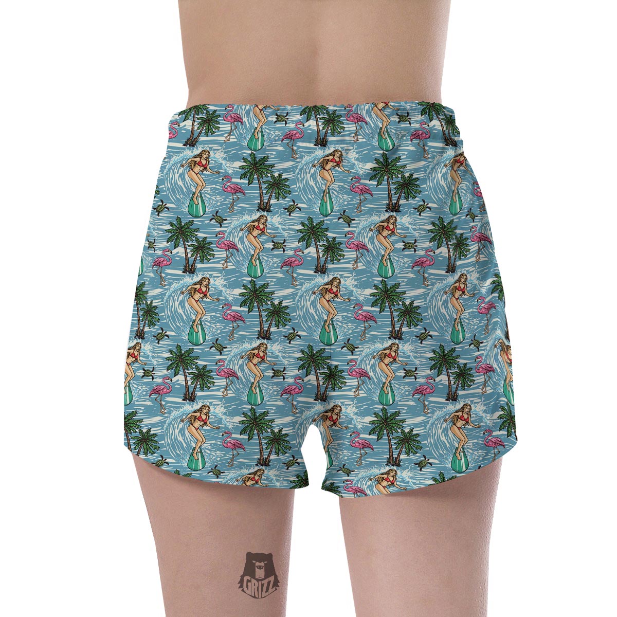 Wave Surfing Print Pattern Women's Shorts-grizzshop