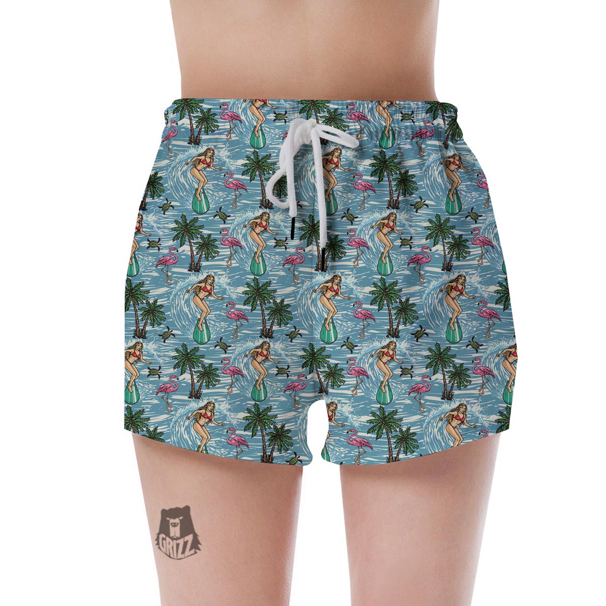 Wave Surfing Print Pattern Women's Shorts-grizzshop