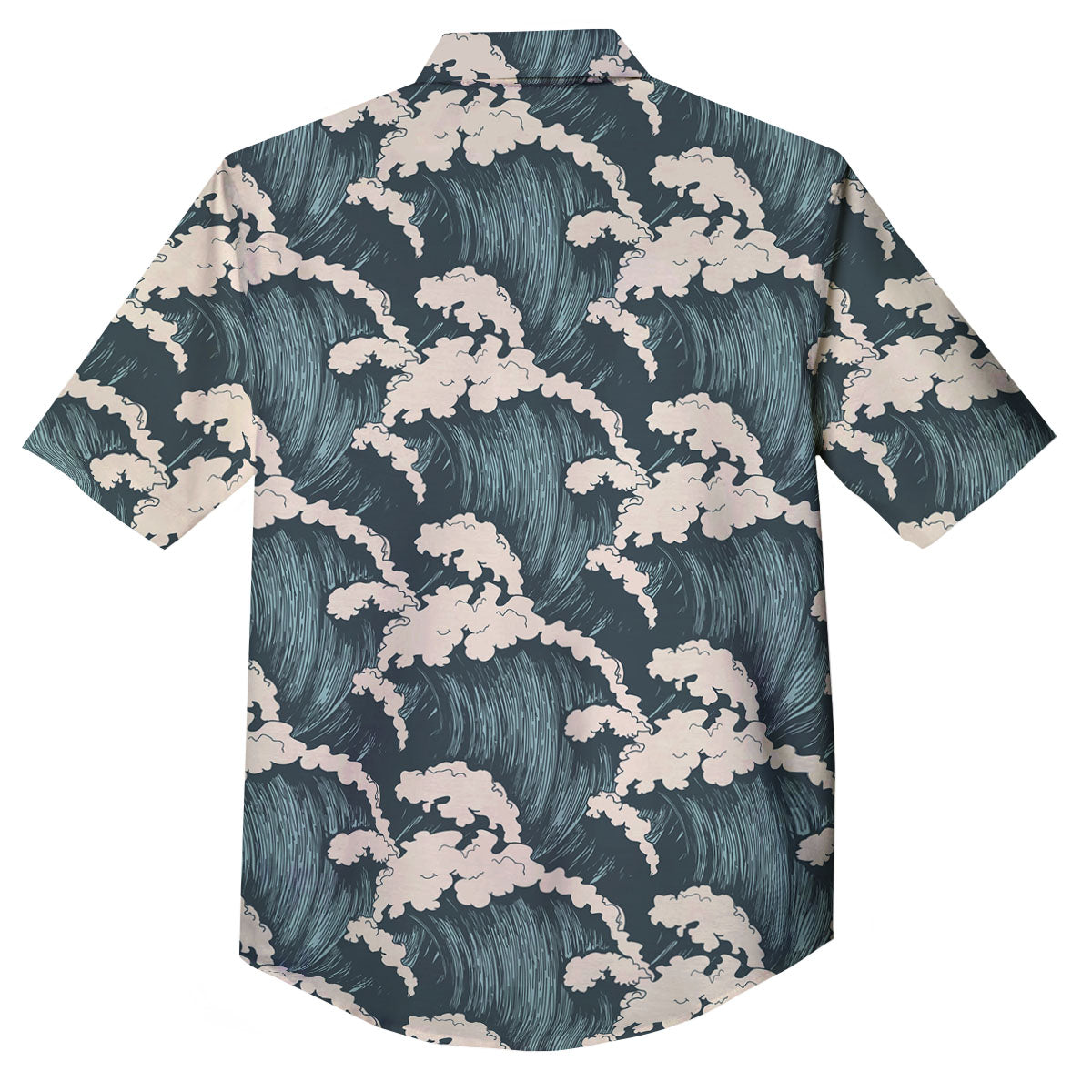Wave Water Print Pattern Button Up Shirt-grizzshop