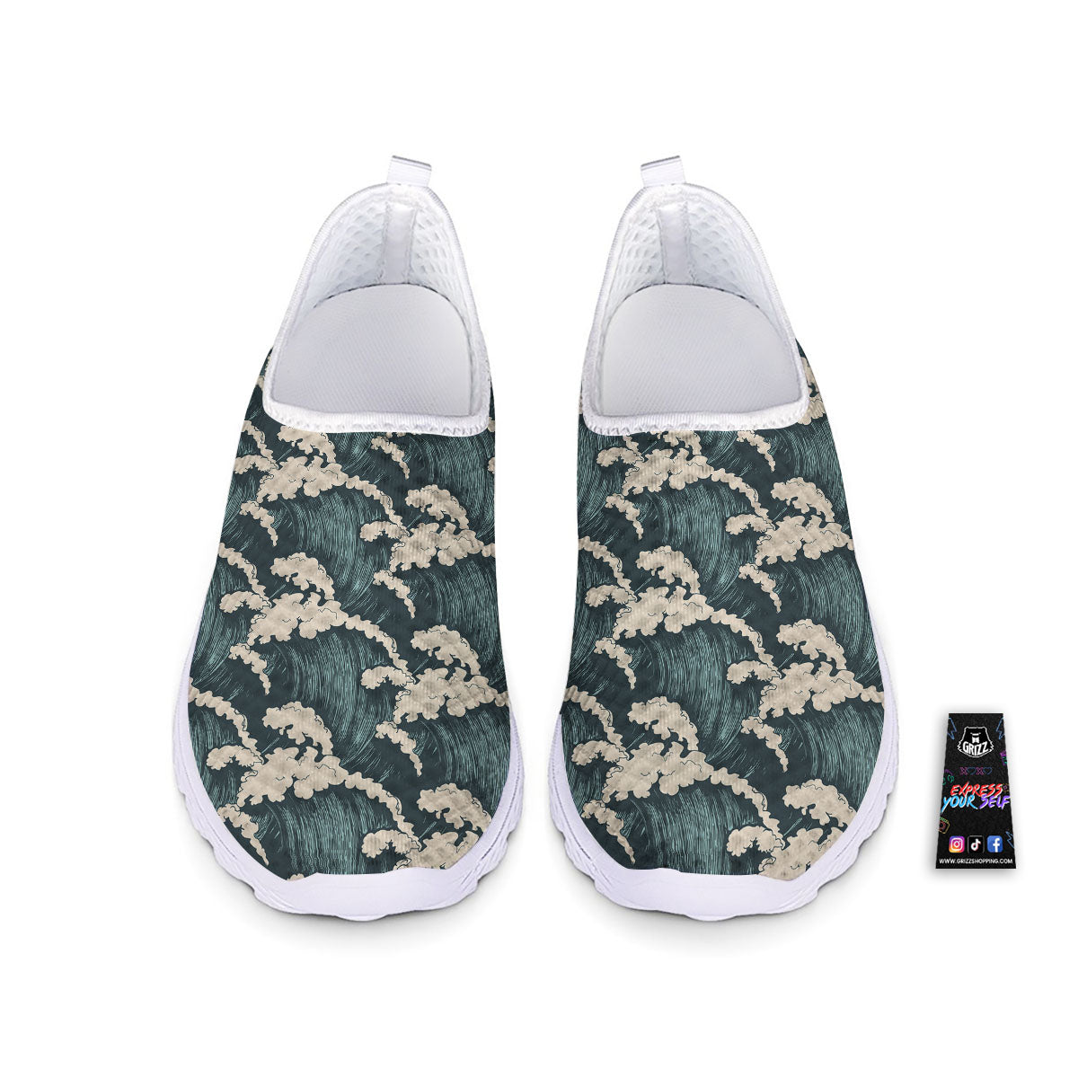 Wave Water Print Pattern Nurse Shoes-grizzshop