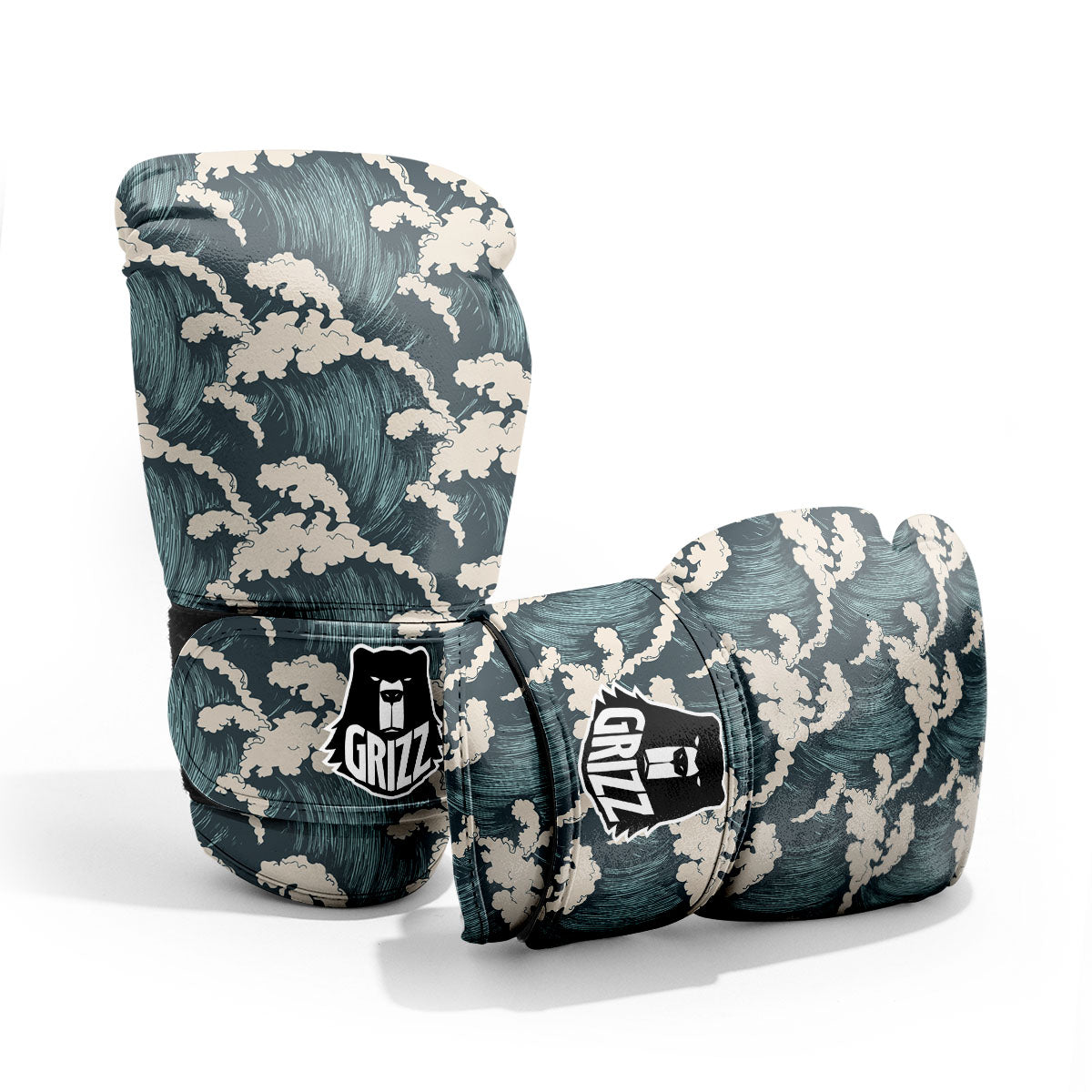 Wave Water Print Pattern Sparring Gloves-grizzshop
