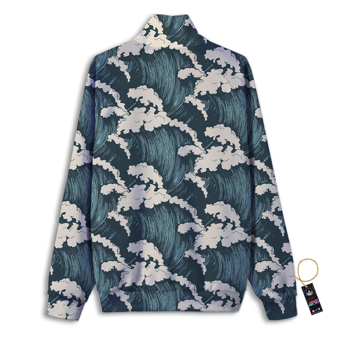 Wave Water Print Pattern Track Jacket-grizzshop
