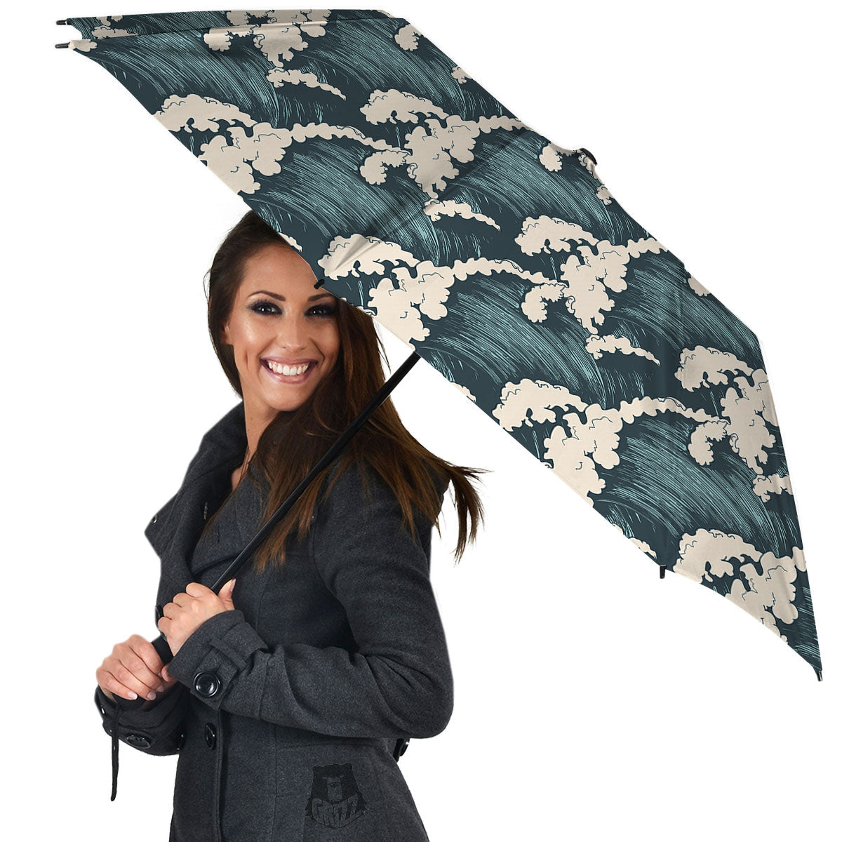 Wave Water Print Pattern Umbrella-grizzshop