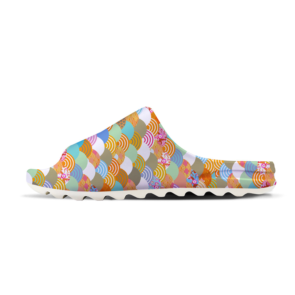 Wave Japanese Flower Colorful Print Pattern Sandals-grizzshop