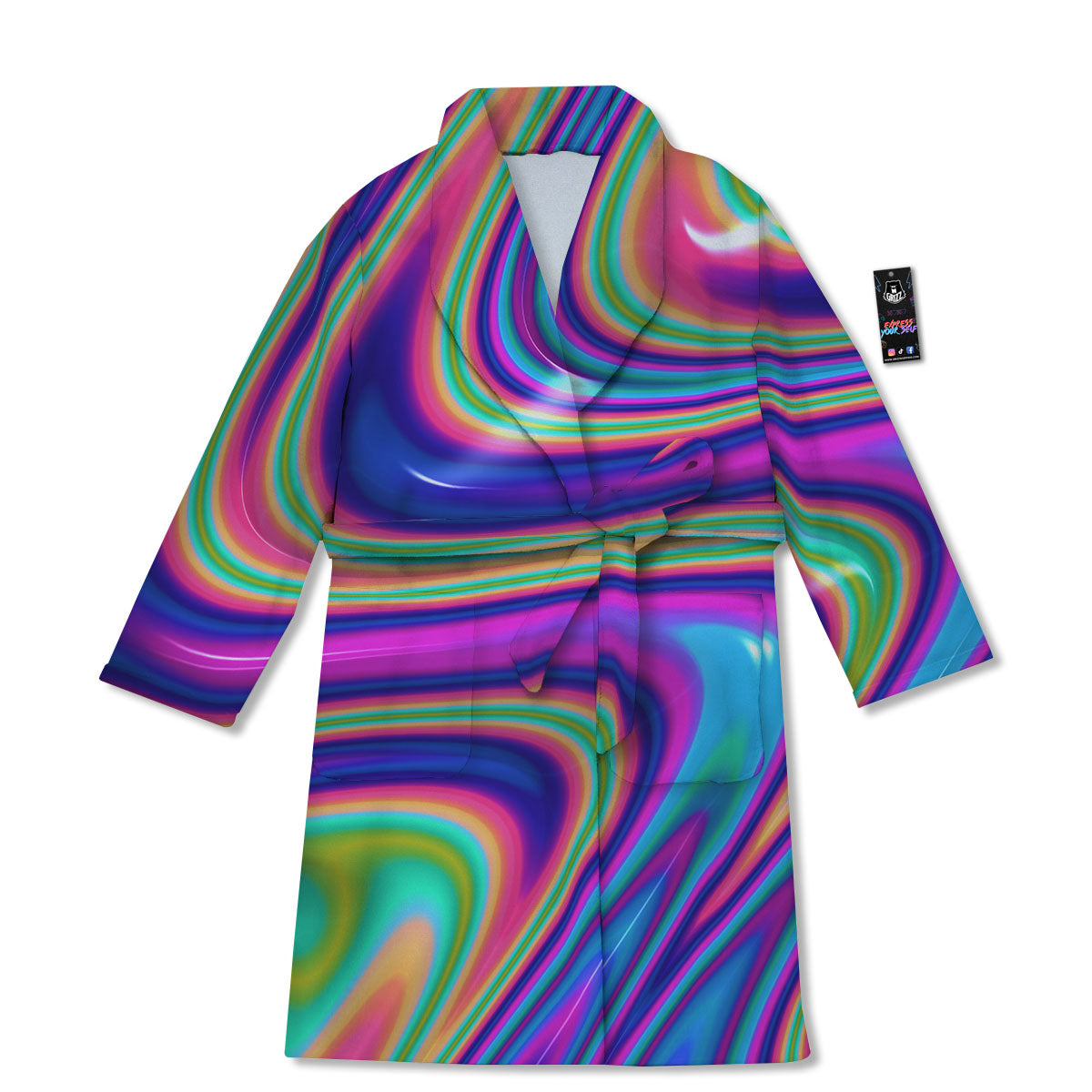 Waves Holographic Print Bathrobe-grizzshop
