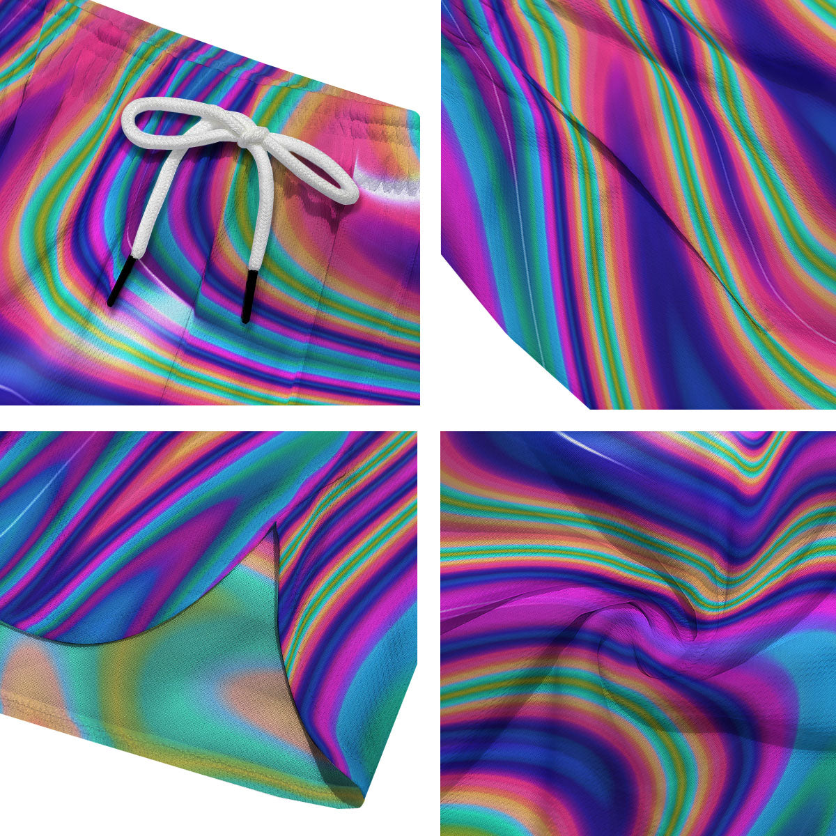 Waves Holographic Print Men's Running Shorts-grizzshop