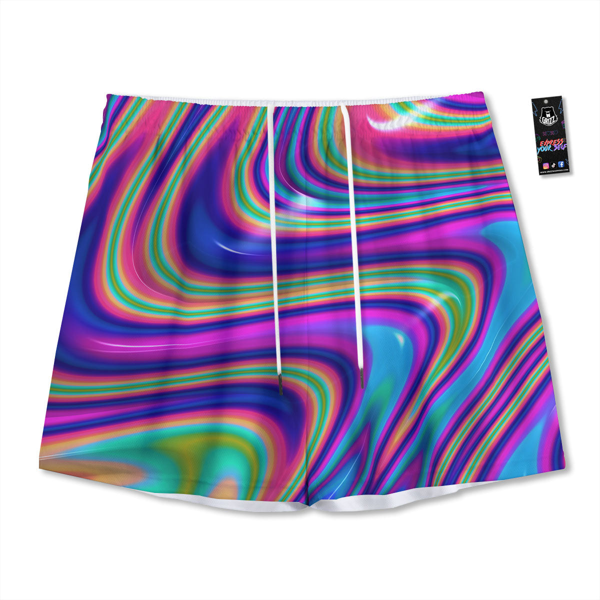 Waves Holographic Print Mesh Shorts