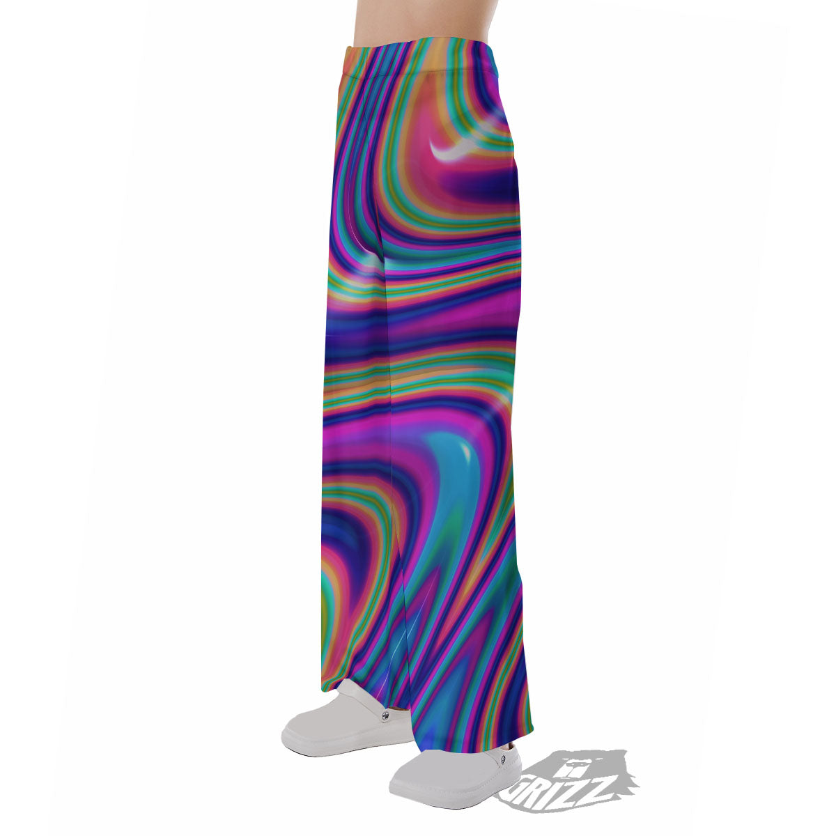 Waves Holographic Print Pajama Pants-grizzshop