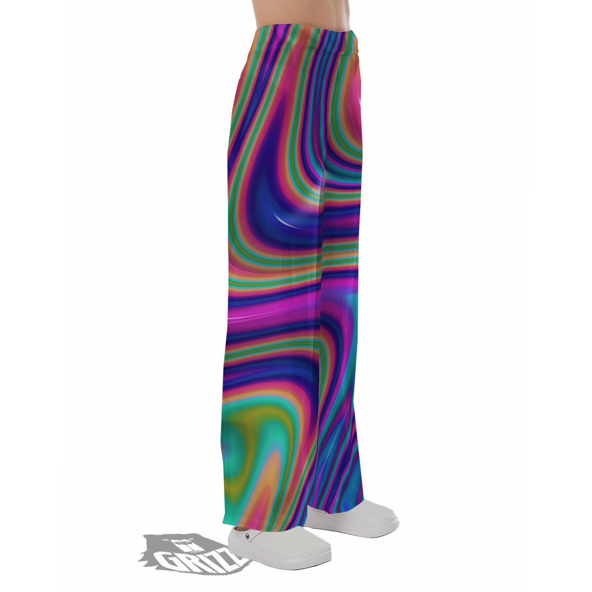 Waves Holographic Print Pajama Pants-grizzshop