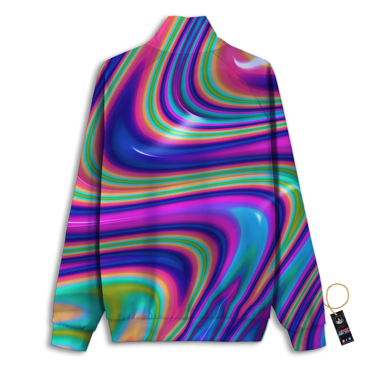 Waves Holographic Print Track Jacket-grizzshop