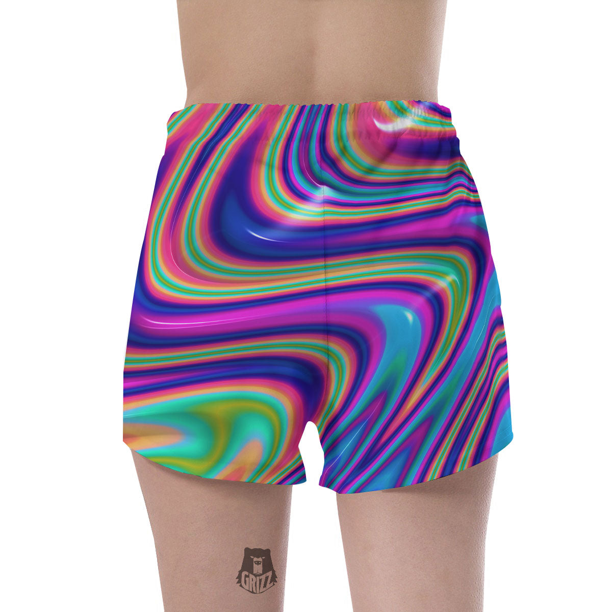 Waves Holographic Print Women's Shorts-grizzshop