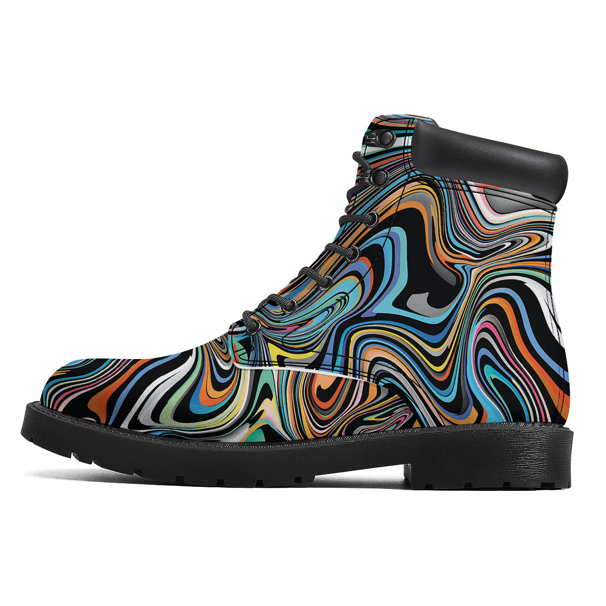 Wavy Psychedelic Print Pattern Boots-grizzshop