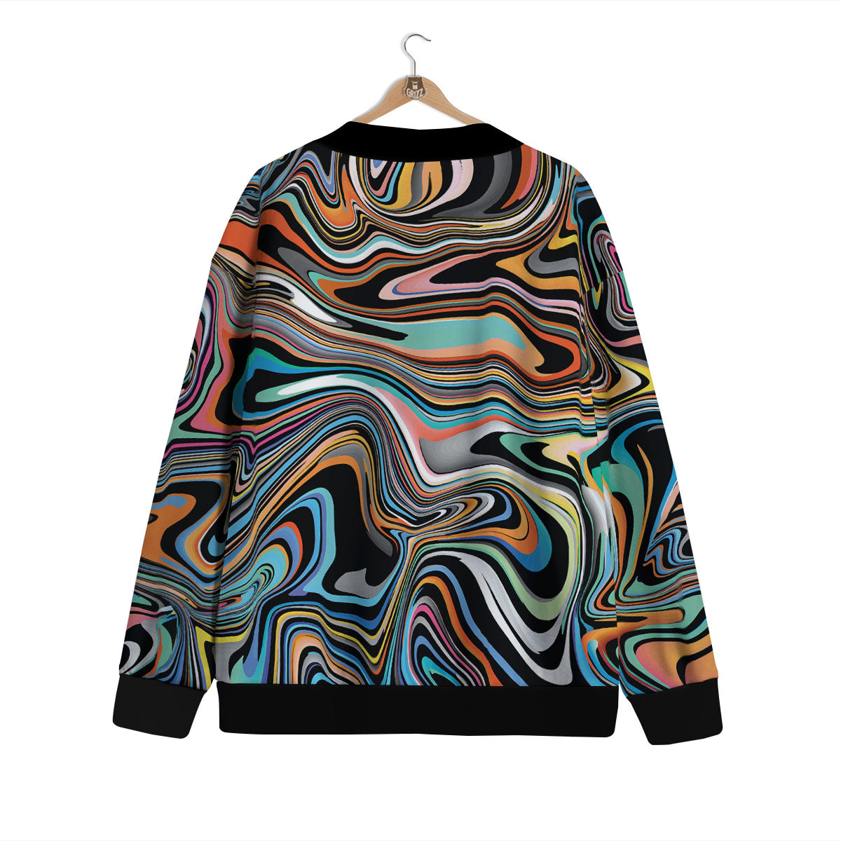 Wavy Psychedelic Print Pattern Cardigan-grizzshop