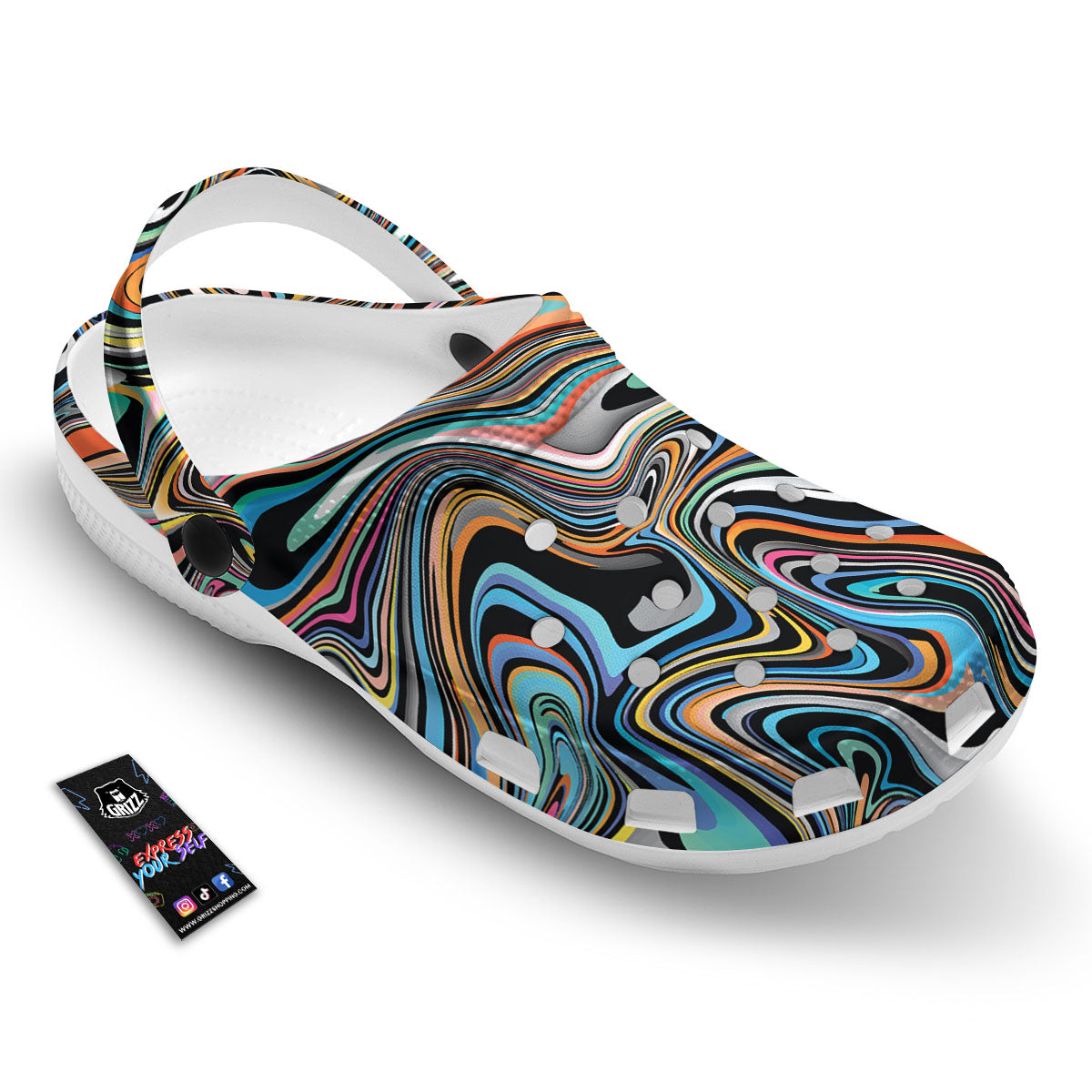 Wavy Psychedelic Print Pattern Clog-grizzshop