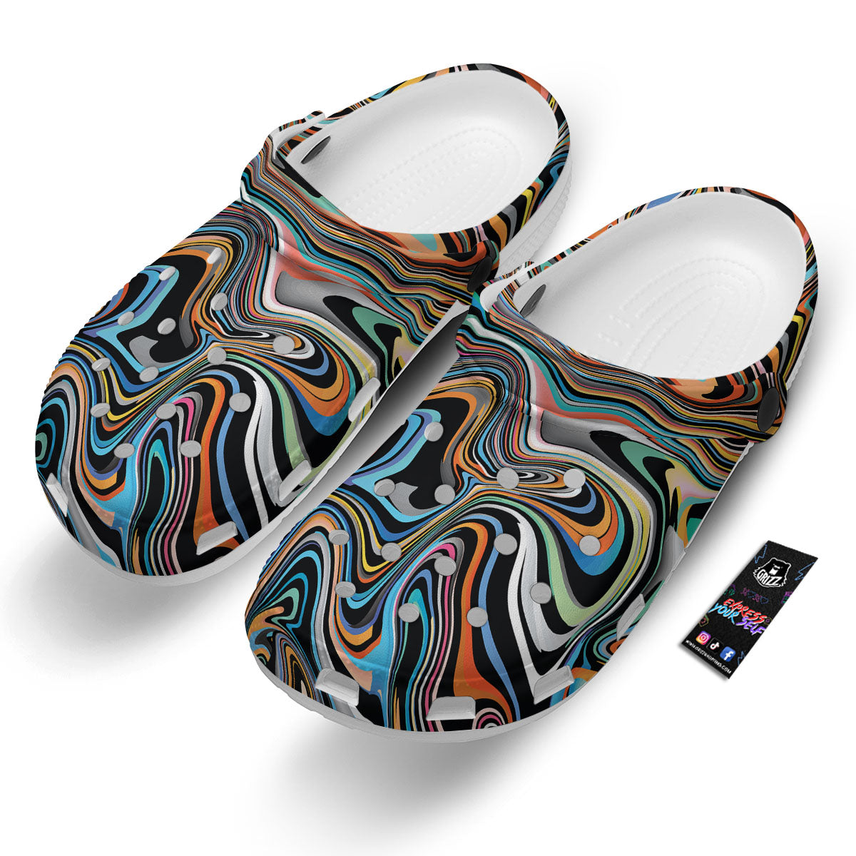 Wavy Psychedelic Print Pattern Clog-grizzshop