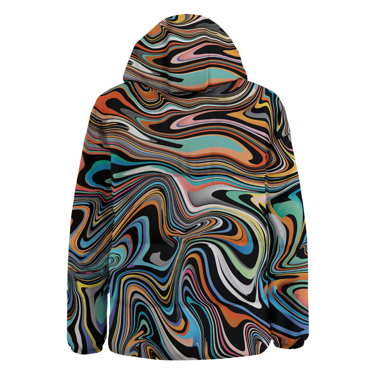 Wavy Psychedelic Print Pattern Down Jacket-grizzshop