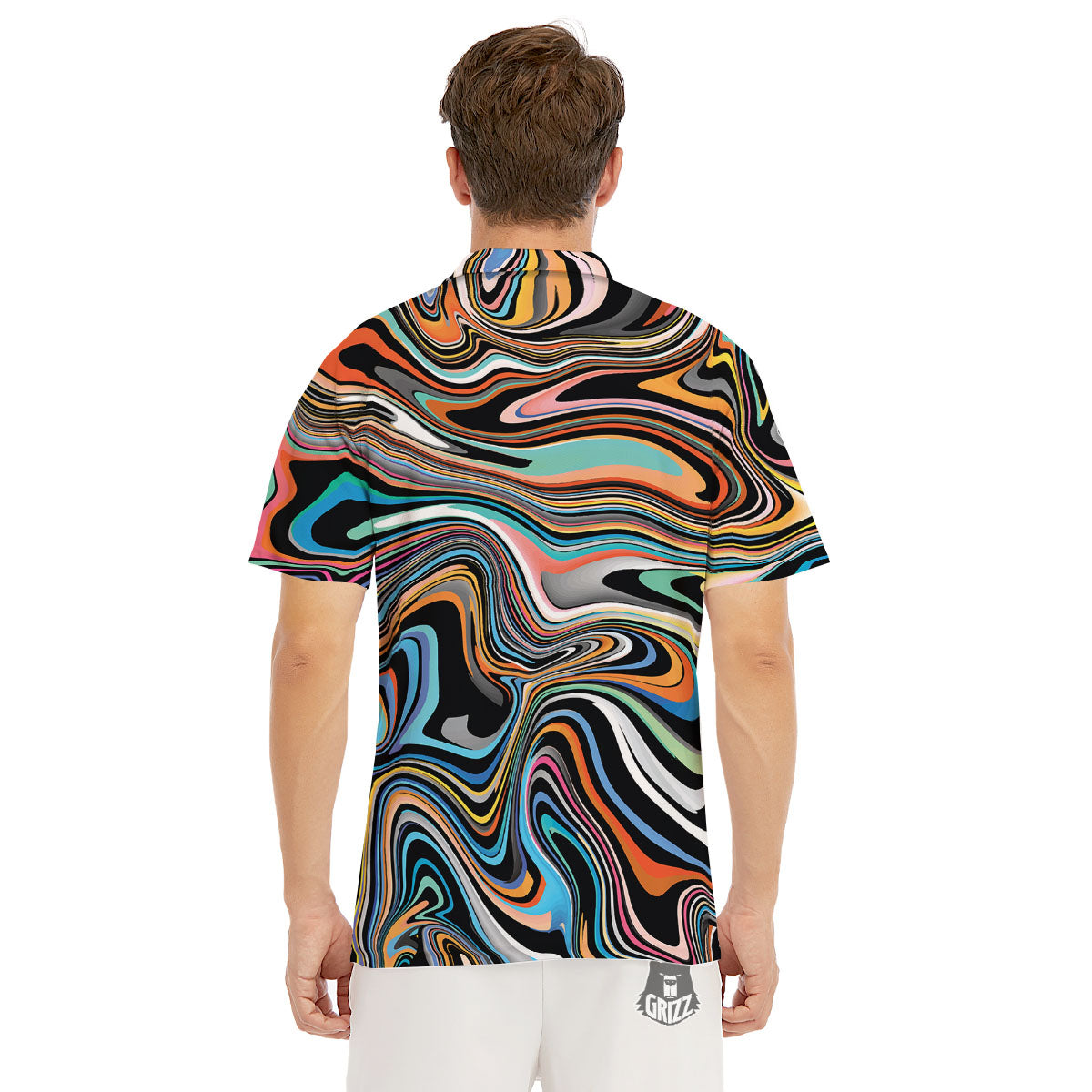 Wavy Psychedelic Print Pattern Men's Golf Shirts-grizzshop