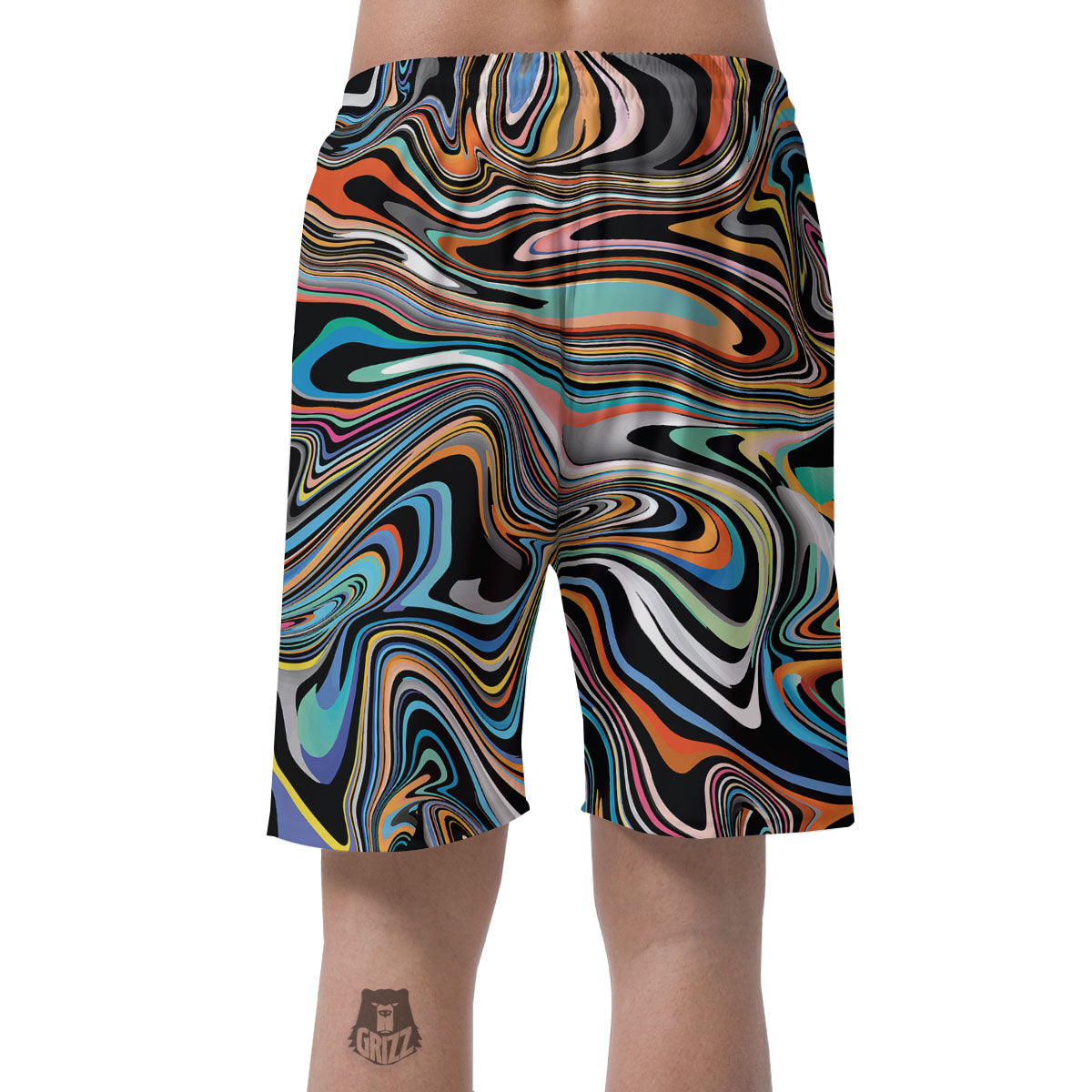Wavy Psychedelic Print Pattern Men's Shorts-grizzshop