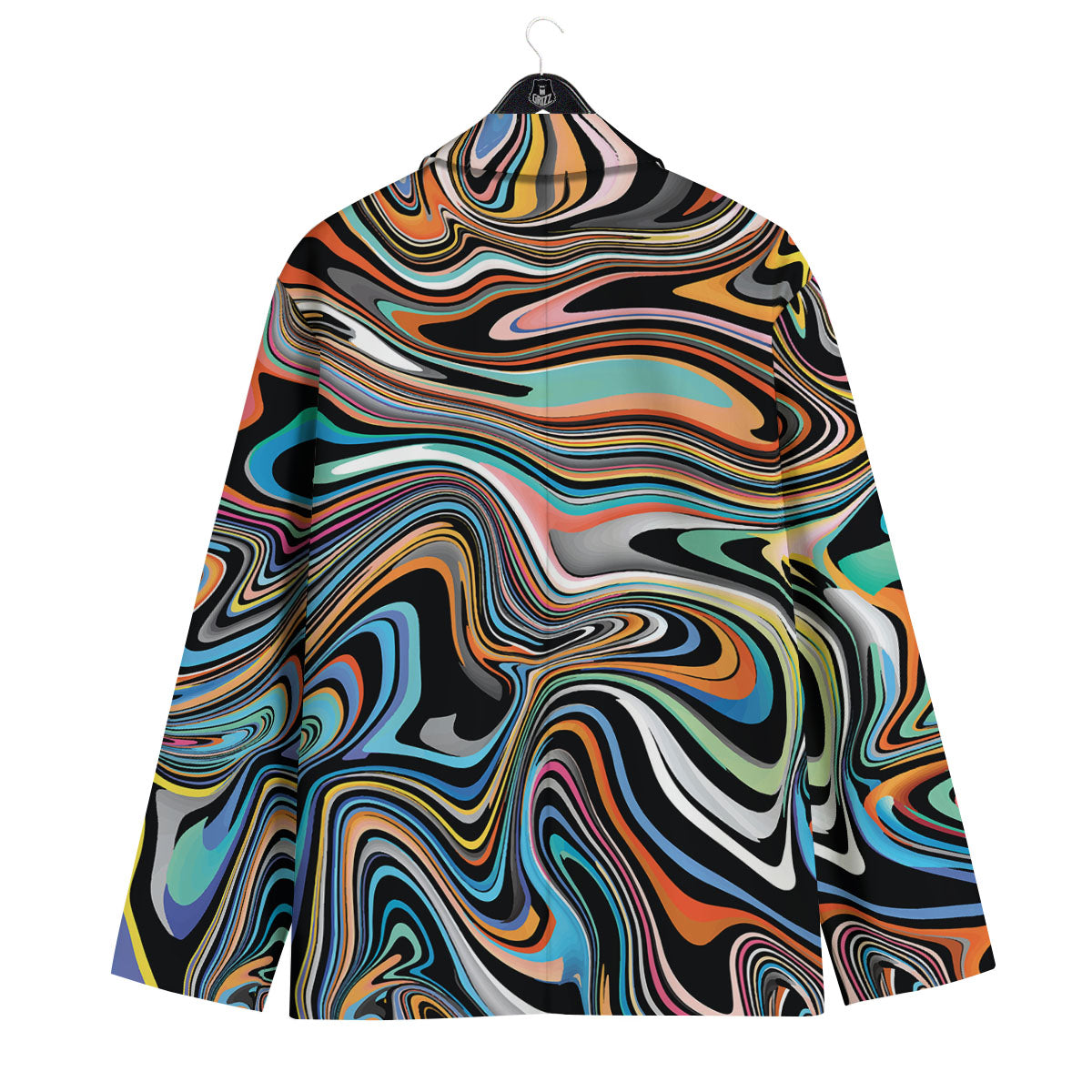 Wavy Psychedelic Print Pattern Men's Sport Coat-grizzshop