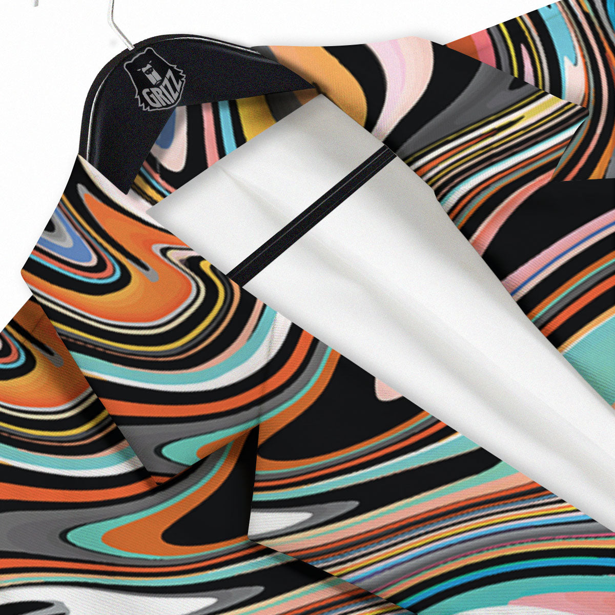 Wavy Psychedelic Print Pattern Men's Sport Coat-grizzshop