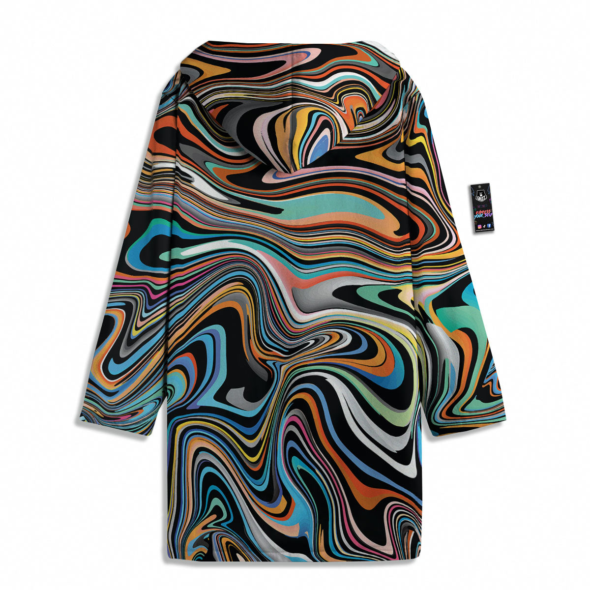 Wavy Psychedelic Print Pattern Men's Windbreaker Jacket-grizzshop