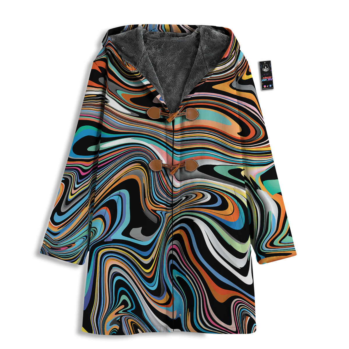 Wavy Psychedelic Print Pattern Men's Windbreaker Jacket-grizzshop