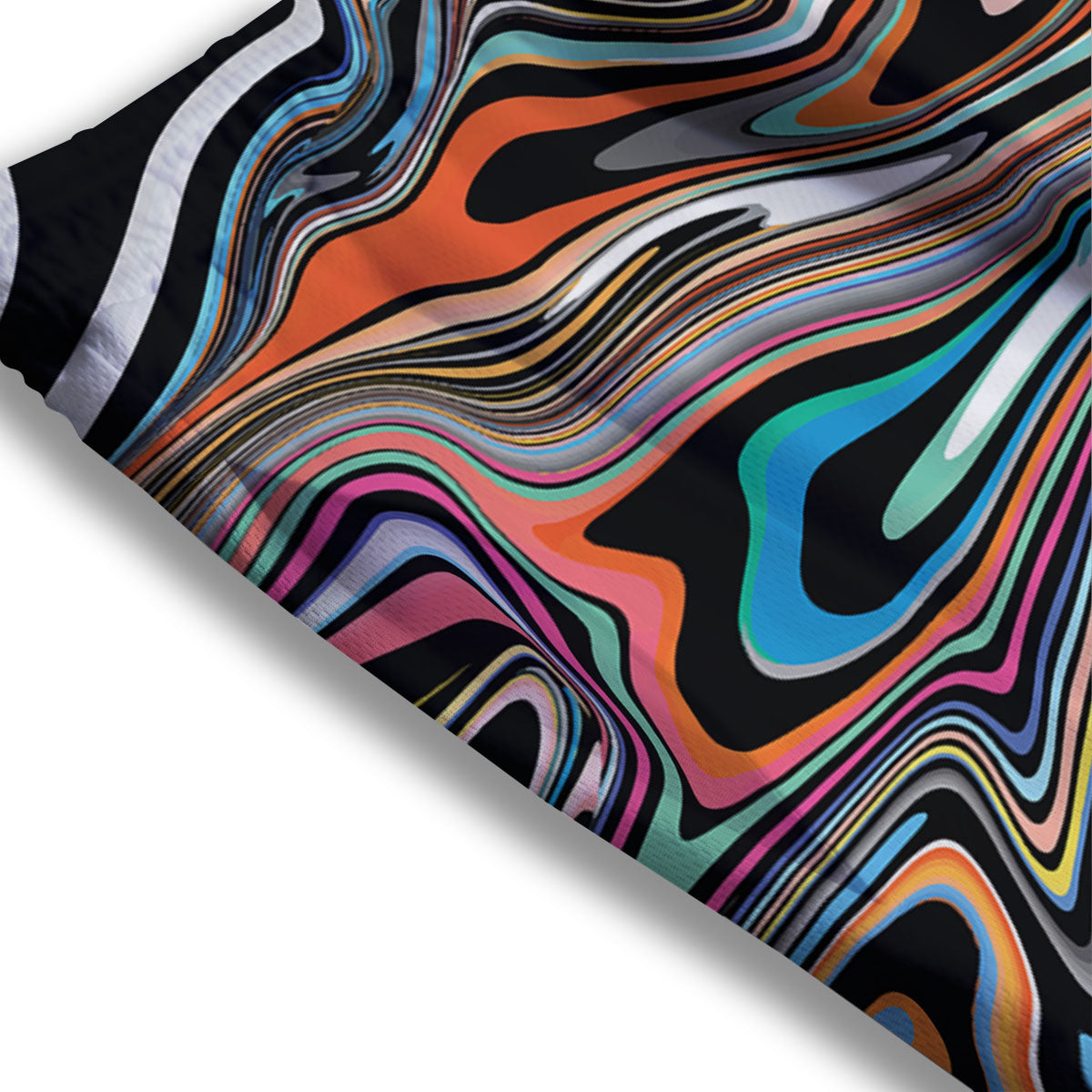 Wavy Psychedelic Print Pattern Mesh Shorts