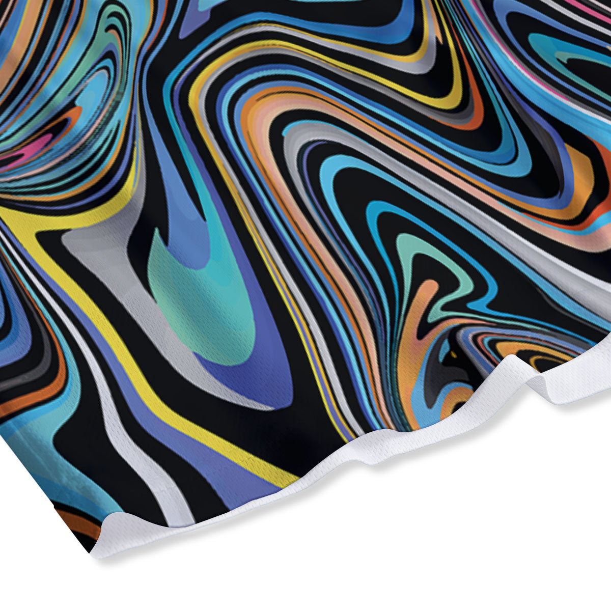 Wavy Psychedelic Print Pattern Mesh Shorts