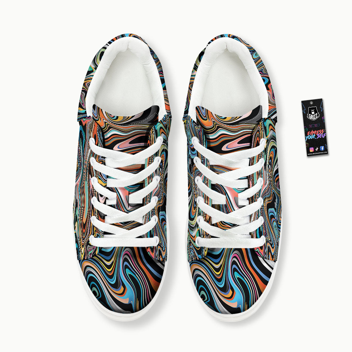 Wavy Psychedelic Print Pattern Platform Shoes-grizzshop