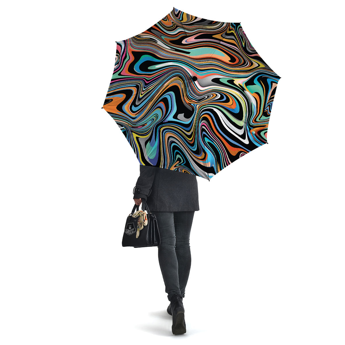 Wavy Psychedelic Print Pattern Umbrella-grizzshop
